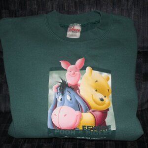 Disney Pooh, Eeyore, & Piglet Green Sweatshirt - Size Ladies Medium